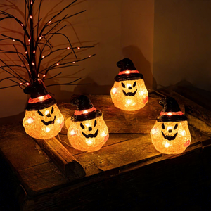 Guirlande lumineuse d'Halloween avec 32 LED chacune, câble de 3 m, adaptateur GS IP44, citrouilles/araignées/fantasmes en acrylique - Product Image 1