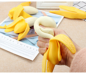 QY In-stock creative simulation peeling banana slow <b>rebound</b> stress-relieving toys stretching and pinching fun - Product Image 5
