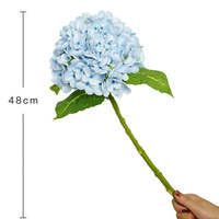 Bunga Hydrangea Buatan 48cm PU Real Touch Pink Biru Putih Dekorasi Pernikahan Ulang Tahun Rangkaian Hortensias Artificiales