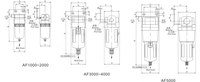 Filtros de Aire Neumáticos XMC AF2000-02 G1/4'' para Pistola de Pulverización y Línea de Aire Comprimido, Ensamblaje de Filtro Tipo Tazón
