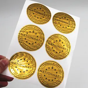 Étiquettes en papier or brossé brillant en feuille Personnaliser les autocollants d'étiquettes rondes pour l'emballage 2 pouces rond