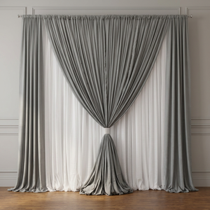 Fondo de boda blanco con guirnaldas doradas y cortina de tela de lentejuelas - Product Image 3
