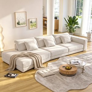 Modern L-Shape Fabric Sectional <b>Sofa</b> With <b>Cushion</b> Back And Square Arms Living Room Modular Furniture <b>Set</b> - Product Image 1