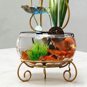 Fuente de agua para acuario con diseño de loto, decoración redonda para pecera, decoración para sala de estar y hogar - Product Image 2