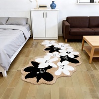 Tapis de luxe épais et moelleux, fait main, au design floral moderne, tufté à la machine pour chambre et salon
