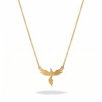 Collier pendentif Phénix en acier inoxydable QIAOREN 10853, chaîne réglable en or 18 carats, bijou oiseau mythique, cadeau pour femme