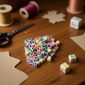 Perline con lettere Ilan 6x6mm multicolori per lavori artigianali - Product Image 2