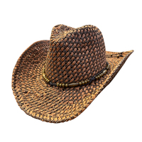 Chapeau Fedora en paille d'été Boho Chic pour hommes et femmes Style Western Cowboy avec raphia et fourrure pour les voyages à la plage