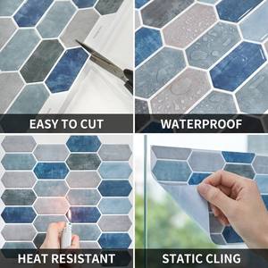Carreaux muraux autocollants Argyle bleu brumeux 30x30cm, imperméables, en PET pour salle de bain, emballage personnalisé, Fancyfix, directement de l'usine - Product Image 2