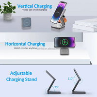 Chargeur sans fil pliable 3 en 1 à charge rapide 25W CE Rohs pour iPhone Samsung écouteurs montre connectée