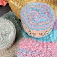 Fil de laine de soie et de mohair pour châle et pull, laine fine pour tricot à la main, fil fantaisie avec propriétés antistatiques et antibactériennes, motif teint