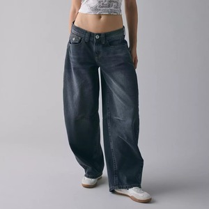 <span class=keywords><strong>Yuze</strong></span> SL028 Jean baggy taille basse pour femme, coupe large, en denim coton élasthanne délavé, OEM ODM - Product Image 2