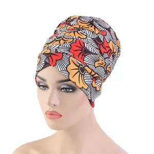 패션 핫 스트레치 긴 머리 앙카라 디자인 스카프 터번 아프리카 패턴 여성 튜브 헤드 랩