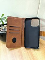 Dompet Kartu Kulit PU Embos Anti Benturan, Casing Ponsel untuk 13 14 15 16 17 Air 18 Pro Max Mewah