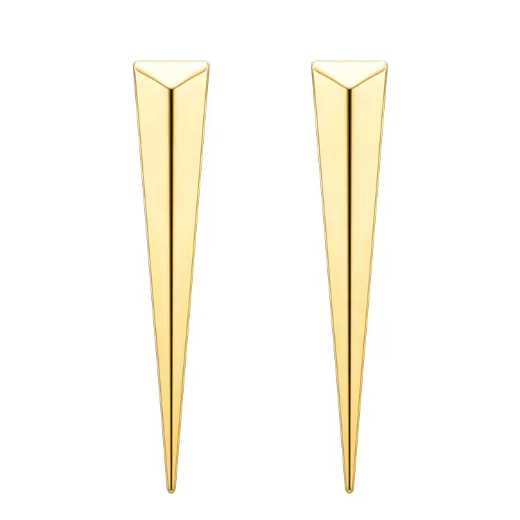 Latest High Quality 18K Gold Plated Stainless Steel Jewelry Punk Triangle Long Earring Ear Studs Dangle E5151
