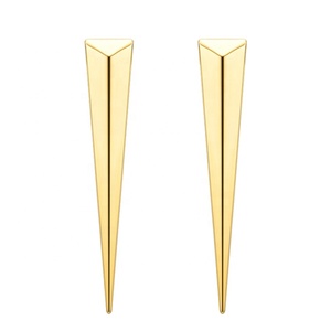 Pendientes Largos Triangulares Punk de Acero Inoxidable Chapado en Oro de <span class=keywords><strong>18K</strong></span> de Alta Calidad, Modelo E5151 - Product Image 1