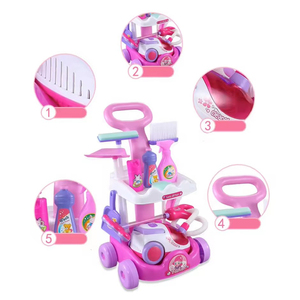 Enfants drôle semblant jouer à la maison rôle chariot en plastique articles sanitaires outils Simulation aspirateur ensemble <span class=keywords><strong>de</strong></span> nettoyage jouets - Product Image 2