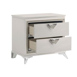 DB Luxury Modern Bedroom Furniture 1pc Antique White Solid Wood Nightstand with <b>2</b>-<b>Drawers</b> <b>Storage</b> for Apartment Use - Product Image 4