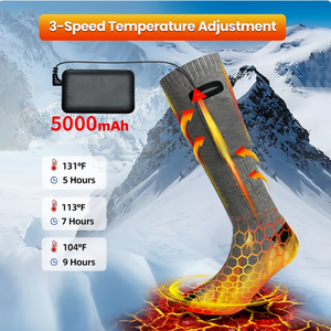Chaussettes chauffantes CZFIT en gros pour l'hiver, le <span class=keywords><strong>ski</strong></span> en plein air, avec fonction de réglage de la température à trois niveaux, chaussettes de <span class=keywords><strong>ski</strong></span> chauffantes à piles - Product Image 3