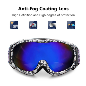 Tùy chỉnh Mens logo trên ống kính xuyên quốc gia chống sương mù unisex UV400 đôi ống Kính trượt tuyết Kính - Product Image 4