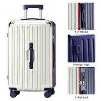 Valise trolley rigide ABS PC 20/24/28 pouces avec roulettes pivotantes à 360 degrés, serrure TSA, port USB, porte-gobelet, durable et légère