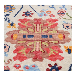 Alfombra multicolor Oushak, alfombra de área de lana suave pura, India, lujosa, atractiva, estilo de piso para el hogar, superventas, hermosa turca - Product Image 3