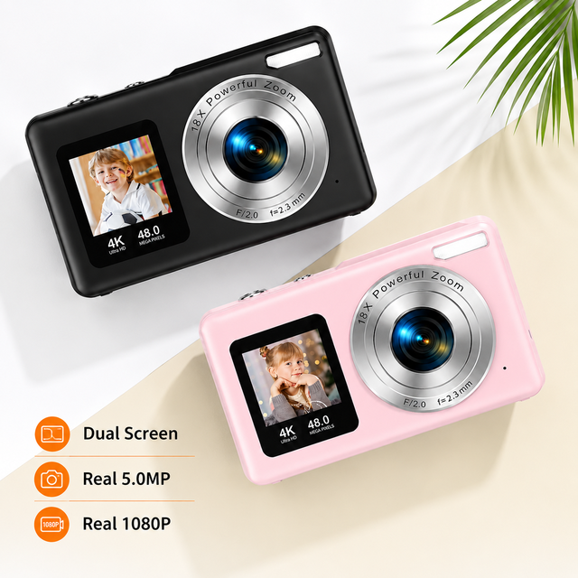 Hot Selling Student Children's 5MP 4K Video MicroSD High-definition Dual Screen Pocket Camera Cross-border Mini Selfie Digital
