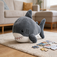 Grand oreiller en peluche requin rembourré en coton PP doux, décoration de lit mignonne, cadeau d'anniversaire, jouet pour soulager le stress et favoriser le sommeil