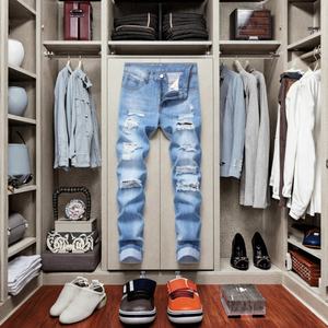 Jeans décontractés pour hommes de haute qualité, nouveau style, pantalon streetwear, broderie fine, imprimé, denim délavé pour l'hiver - Product Image 2