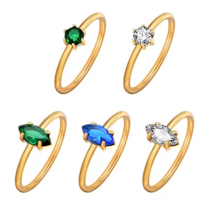 Personalized Princess Cut Zircon Finger <b>Ring</b> Gold Plated Stainless Steel with <b>Crystal</b> Fashion Jewelry for Women - Product Image 1