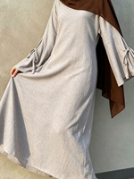 Nouvelle Robe Abaya Sharut en Crêpe Uni pour Femme, Modeste, Élégante, à Manches Classiques et Nœud, Style Islamique de Dubaï, pour l'Aïd, Vente en Gros