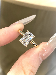 Anillo de Diamante Cultivado en Laboratorio con Corte Esmeralda de 2 Quilates, Oro Amarillo de 18K, Certificado IGI, Halo Oculto, Joyería de Compromiso de Lujo Discreto, Xinfly - Product Image 6