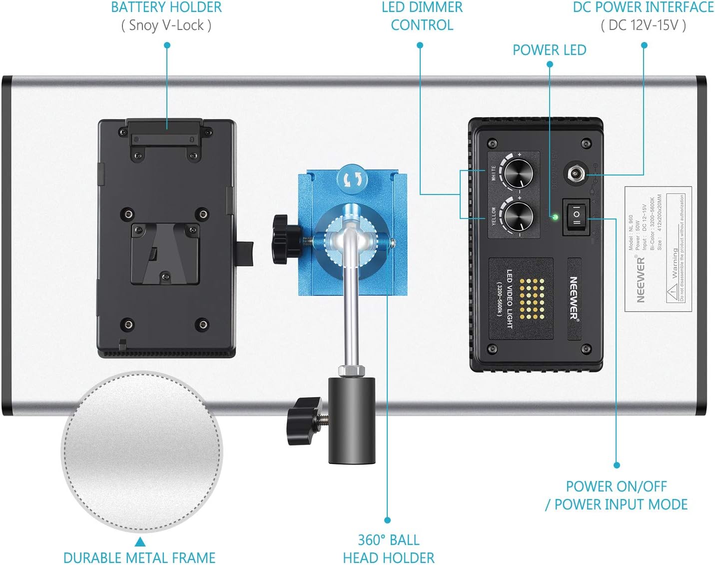 NEEWER NL960 50w LEDライト Neewer NL960 Dimmable Bi-Color LED