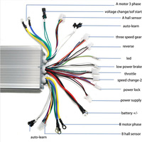 Contrôleur de moteur BLDC à double entraînement avec compteur de vitesse 36V-72V 250W-1500W, contrôleur sans balais pour tricycle électrique, scooter, vélo électrique