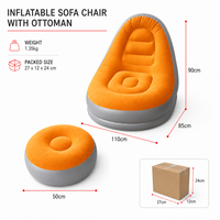 Fauteuil gonflable pliable d'extérieur floqué, chaise longue de camping portable avec repose-pieds ottoman en PVC inclinable