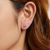925 argent Sterling étincelant romantique Iris fleur boucles d'oreilles bijoux fins clous de mode pour les femmes
