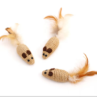 Jouet pour chat en sisal écologique anti-ennui, balle en sisal naturel avec plume légère