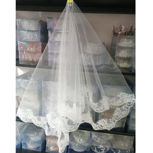 S2366F New Hot Selling High Quality Cheap Bridal Veil Lace Embroidery 1.5 Meters Encryption Net Wedding Red Veil - Product Image 3