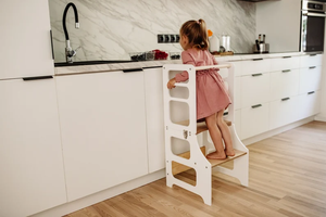 Modern Durable Foldable Kitchen Tower Montessori Learning Stool <b>with</b> <b>Slide</b> <b>Bed</b>-Type Helper Made of Wood - Product Image 5