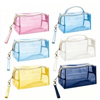 Sac de maquillage coloré tendance, grande capacité, trousse de toilette transparente, pochette portable légère, sac cosmétique transparent pour fille