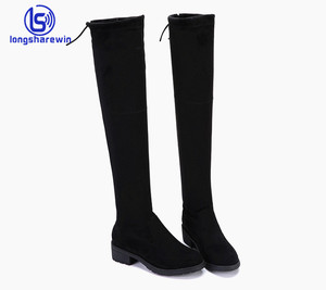 Moda in vendita nuovo design moda <span class=keywords><strong>donna</strong></span> all'ingrosso scarpe basse lunghe al ginocchio - Product Image 4