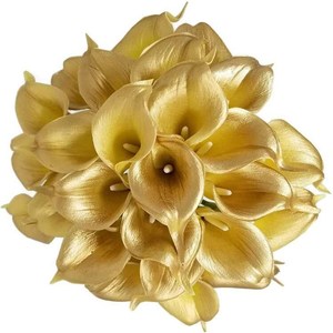 Mini <span class=keywords><strong>fleurs</strong></span> de lys <span class=keywords><strong>artificielles</strong></span> de 12 pièces, fausse plante, pour la décoration de la maison, en argent, or - Product Image 1