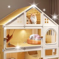 Meilleure Vente En Stock Villa de Luxe pour Chat avec Bac à Litière Intégré Motif Animal Tout-en-un Utilisation Intérieure pour Chats Mignons