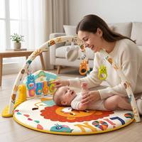 Alfombra de Juego King Lion Face Kick Piano, Acolchada, de Felpa, Escala 0-70cm, Juguetes para Bebés Recién Nacidos, Set Personalizable