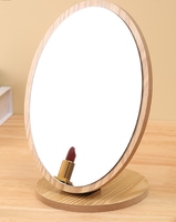 Eco-friendly Bamboo Wood Makeup Mirror Square Oval Round Desk Compact Mirror Glass Cosmetic Standing Desktop Vanity Mirror