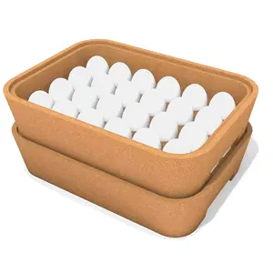 2022 yüksek kalite toptan özel logo 24 delikli yumurta ambalaj kutusu ahşap yumurta depolama tepsi mantar yumurta saklama organizatör rafları