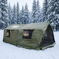 Tente gonflable automatique verte pour l'extérieur, quatre saisons, double couche, en tissu polyester, prête à l'emploi, imperméable, avec toile d'ombrage légère pour le camping