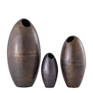 Buy Metal Decorative <b>Vase</b> <b>Set</b> Modern Oval Flower <b>Vase</b> for Home Decor Rustic Finish Table Centerpiece Use - Product Image 6