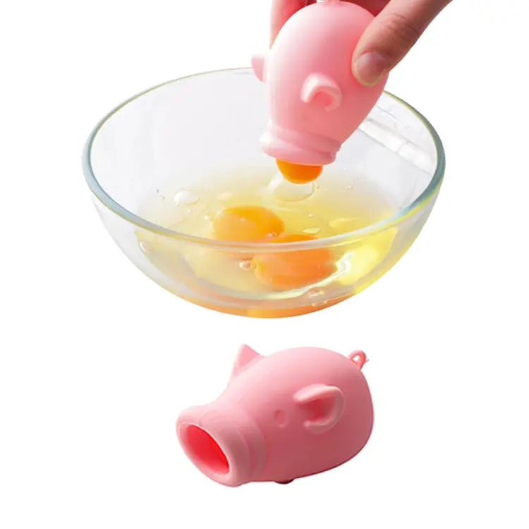 Customized Silicone Egg Separator Creative Design Cute Pig Egg Baking Tools Durable Piglet Egg White Separator For Kitchen