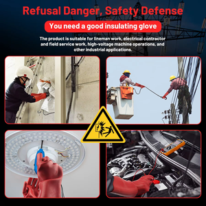 Enhebatu عالية الجهد 25KV كهربائي منع المطاط معزول قفازات السلامة للماء المضادة للانزلاق لسلامة العمل كهربائي - Product Image 2